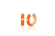 Diamond Orange Enamel Huggie Earring in 14k yellow gold