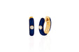 Diamond Navy Enamel Huggie Earring in 14k yellow gold
