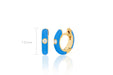 Diamond Blue Enamel Huggie Earring in 14k yellow gold with height measurement of 12mm
