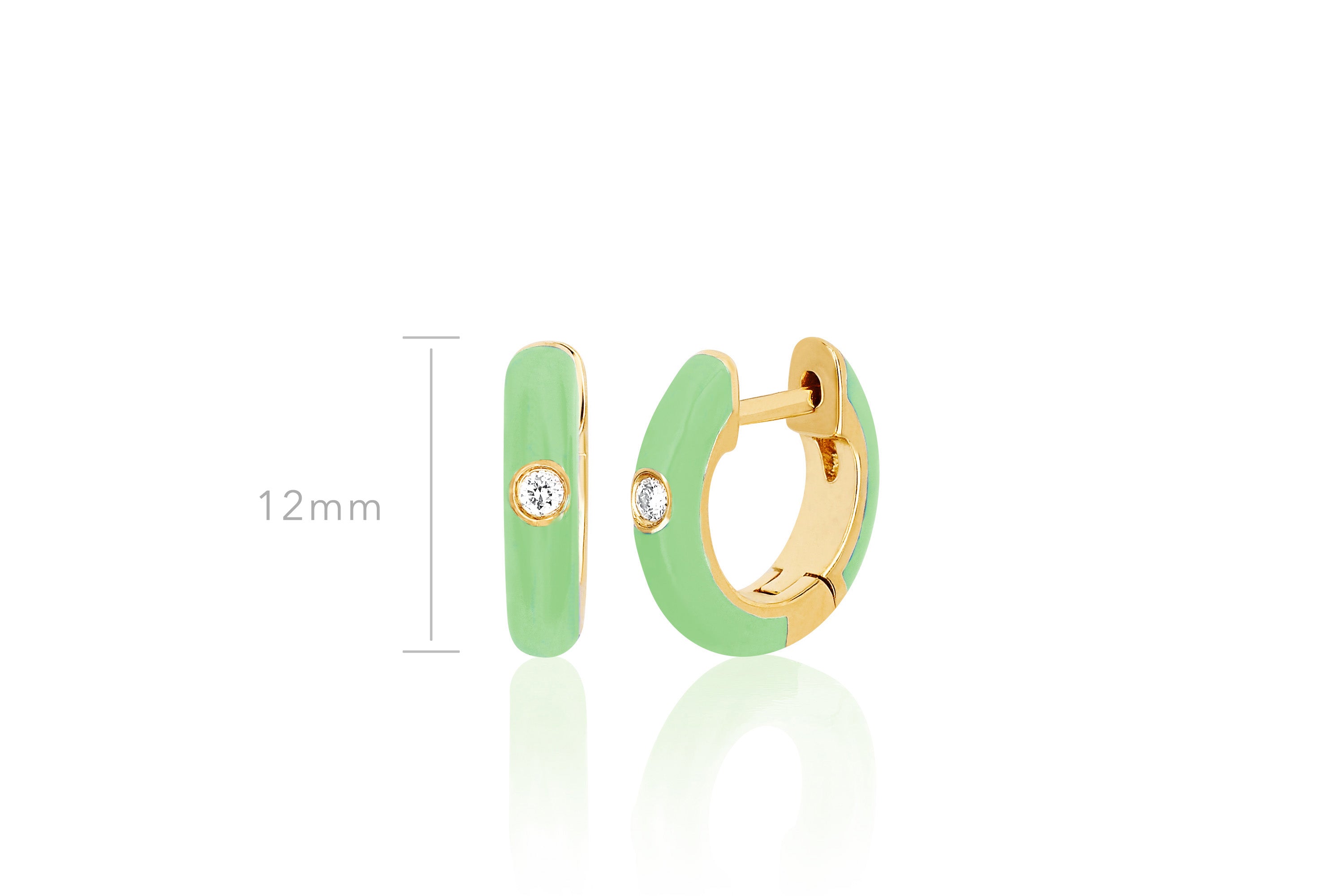 Diamond Mint Enamel Huggie Earring
