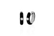 White Gold Black Enamel Mini Huggie With a Single Diamond