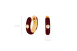 Diamond Wine Enamel Huggie Earring in 14k yellow gold with size measurements of 12mm height and 2.5mm width