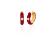 Diamond & Crimson Enamel Huggie Earring in 14k yellow gold