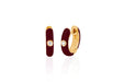 Diamond Wine Enamel Huggie Earring in 14k yellow gold
