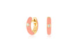 Diamond Coral Enamel Huggie Earring in 14k yellow gold