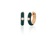 Diamond Hunter Green Enamel Huggie Earring in 14k rose gold