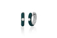 Diamond Hunter Green Enamel Huggie Earring in 14k white gold