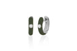 Diamond Olive Enamel Huggie Earring in 14k white gold