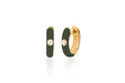 Diamond Olive Enamel Huggie Earring in 14k yellow gold