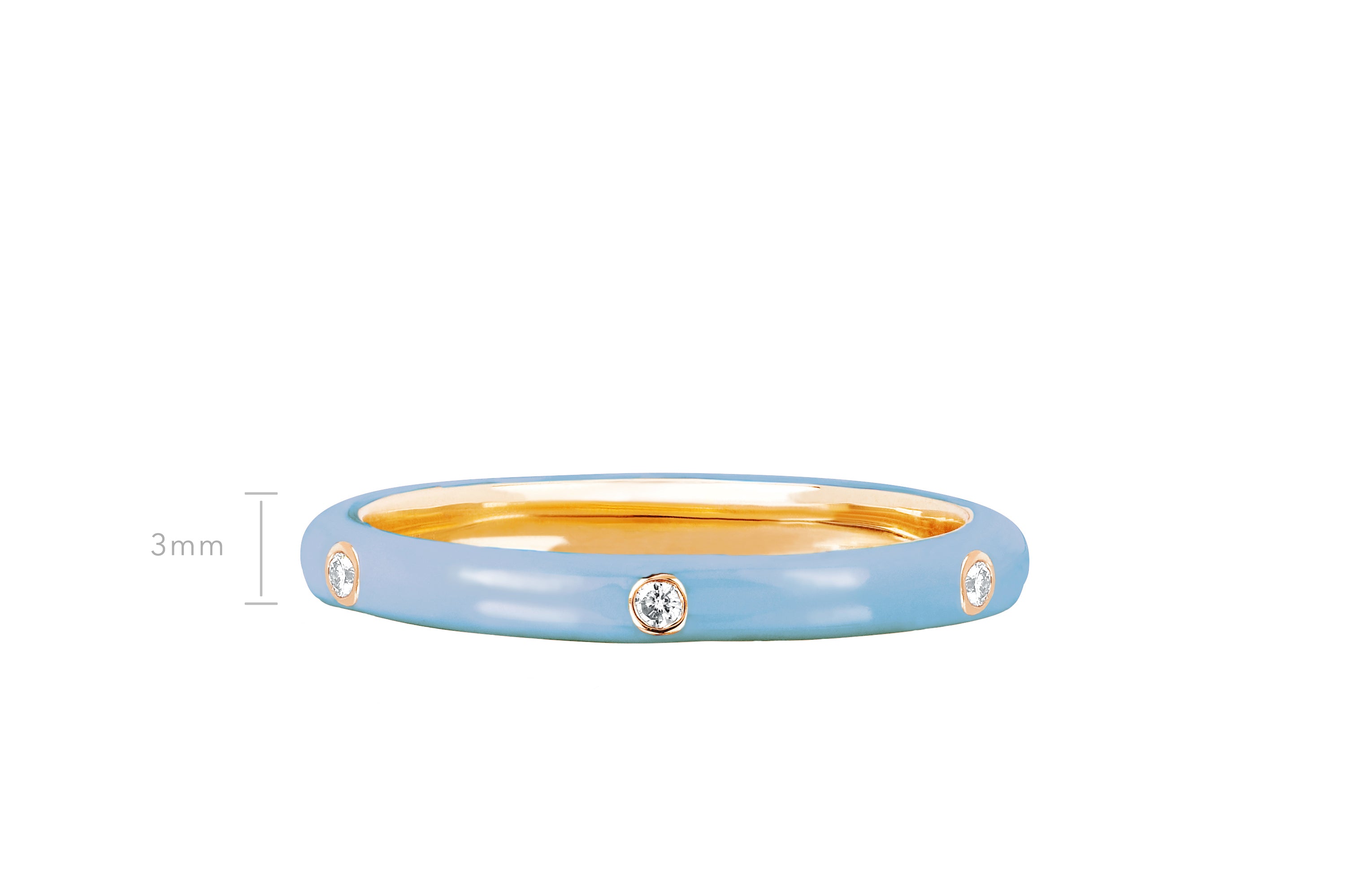 Diamond Baby Blue Enamel Stack Ring - Main Image