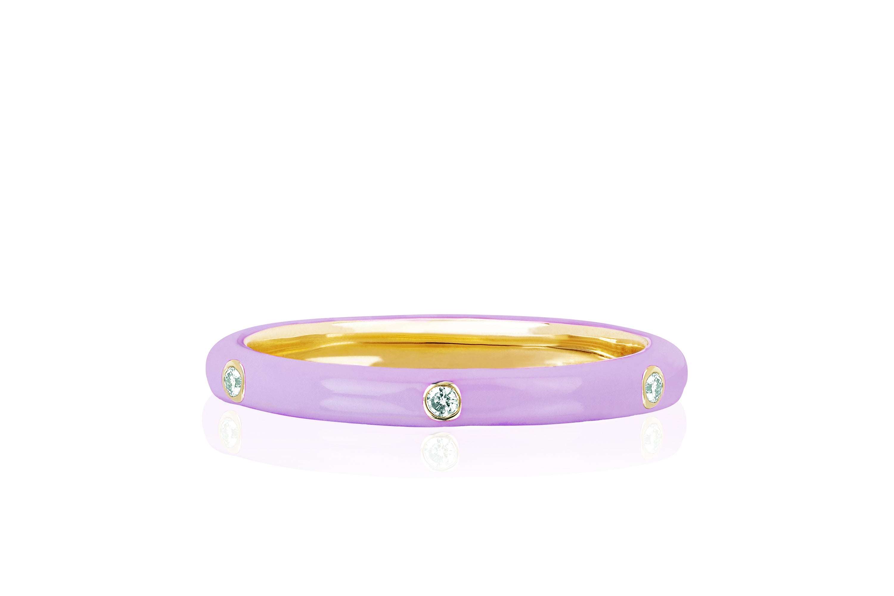 Lavender Enamel Stack Ring in Yellow Gold
