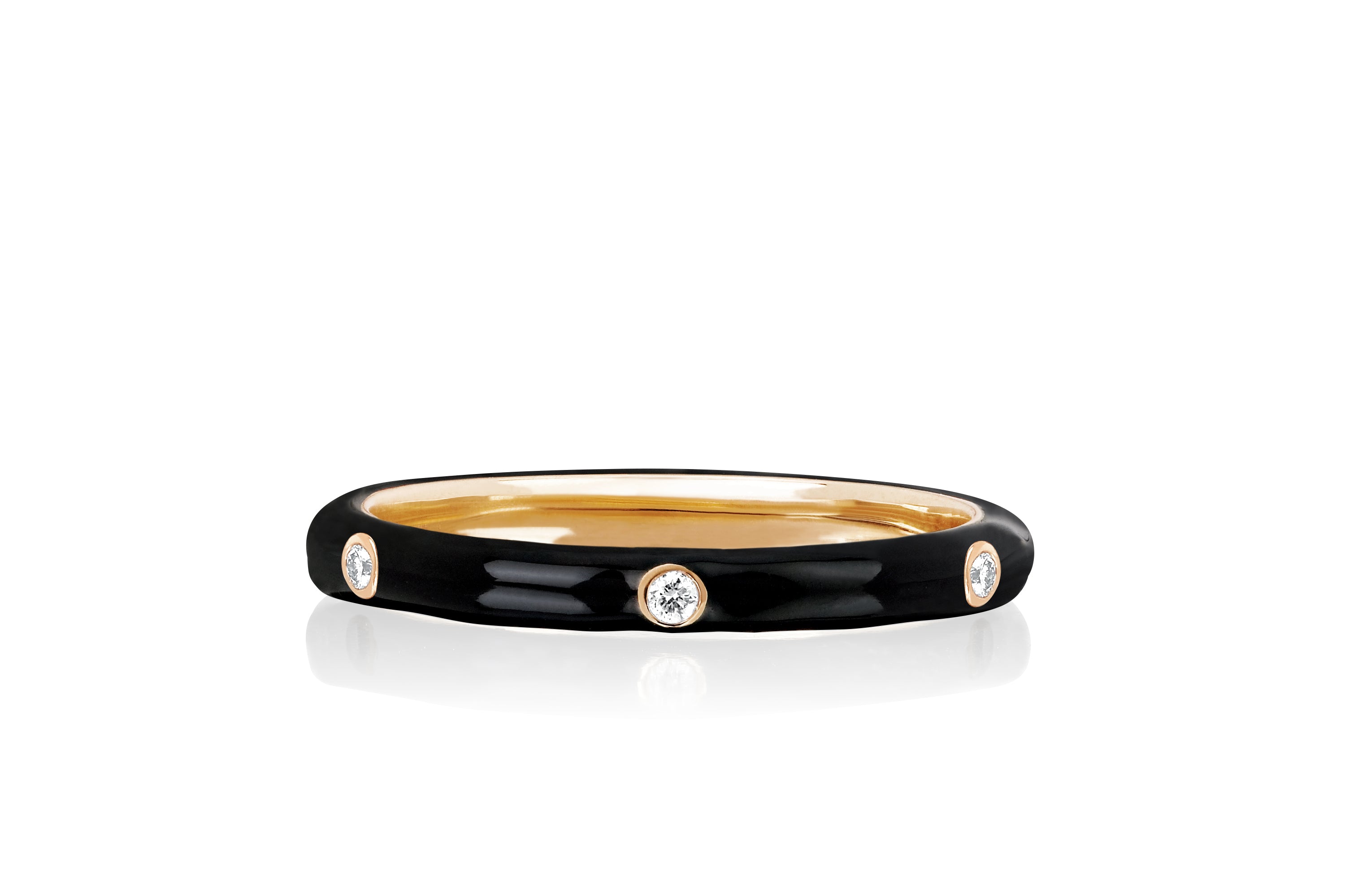 3 Diamond & Black Enamel Stack Ring