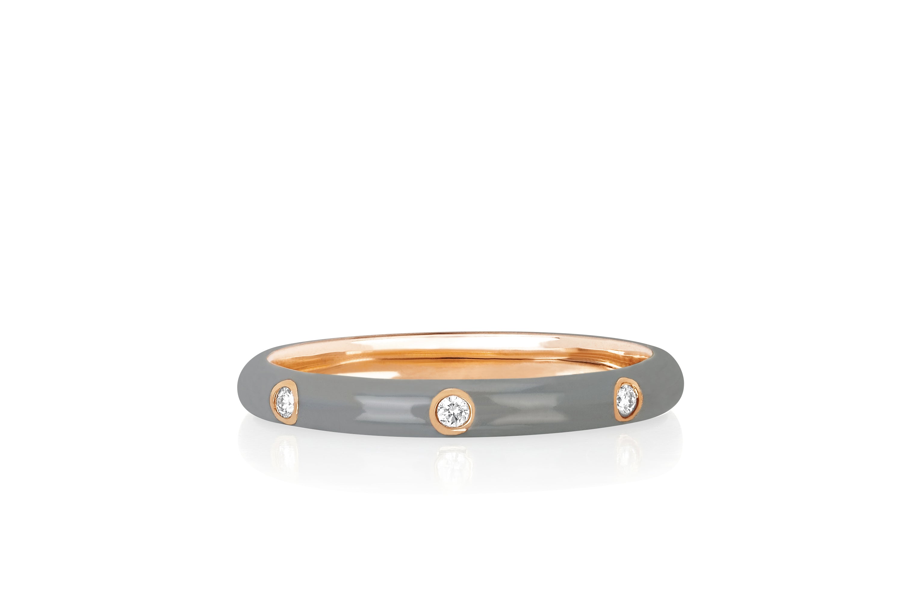 3 Diamond Light Grey Enamel Stack Ring