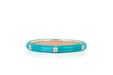 3 Diamond Turquoise Enamel Stack Ring in 14k rose gold