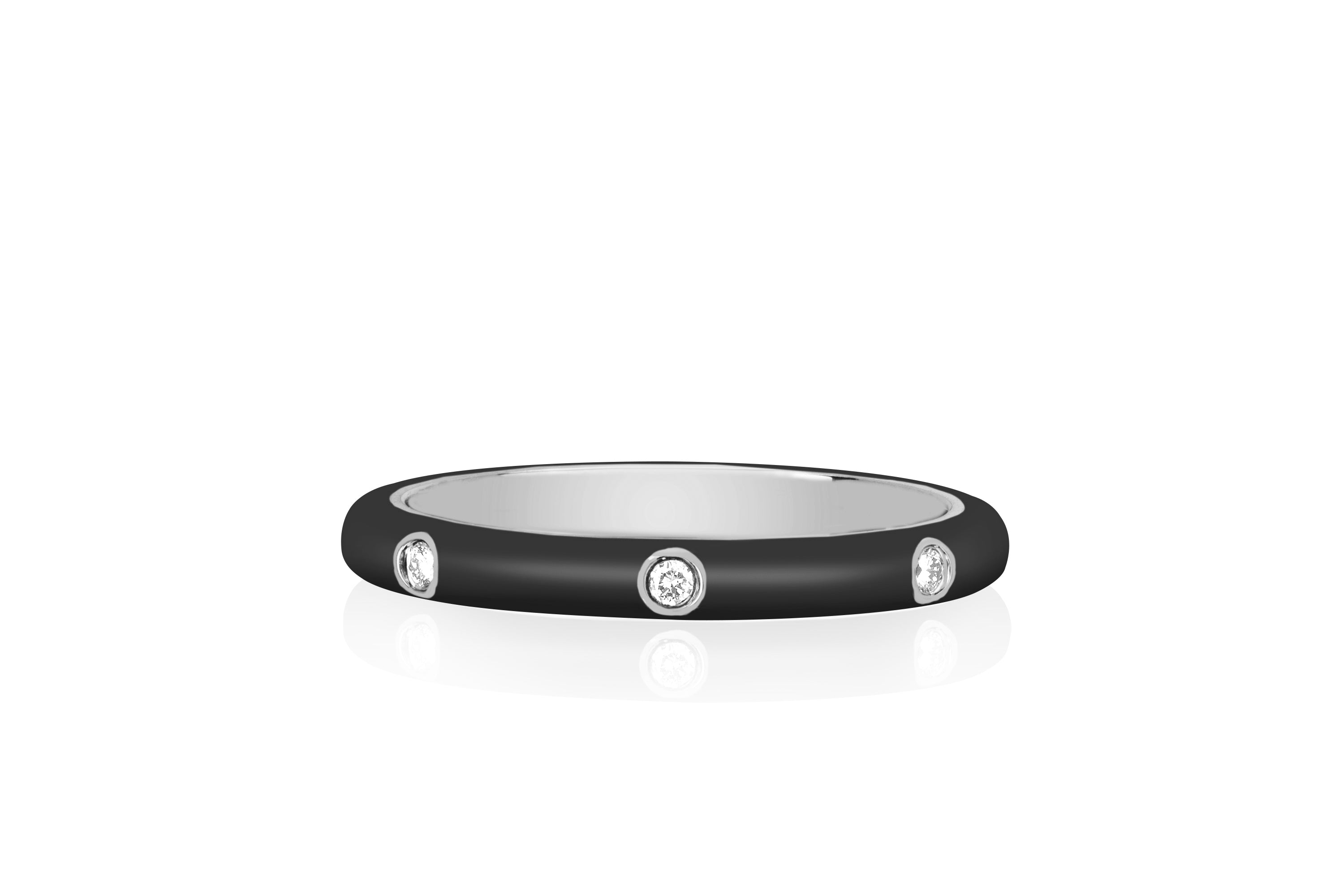 3 Diamond & Slate Enamel Stack Ring
