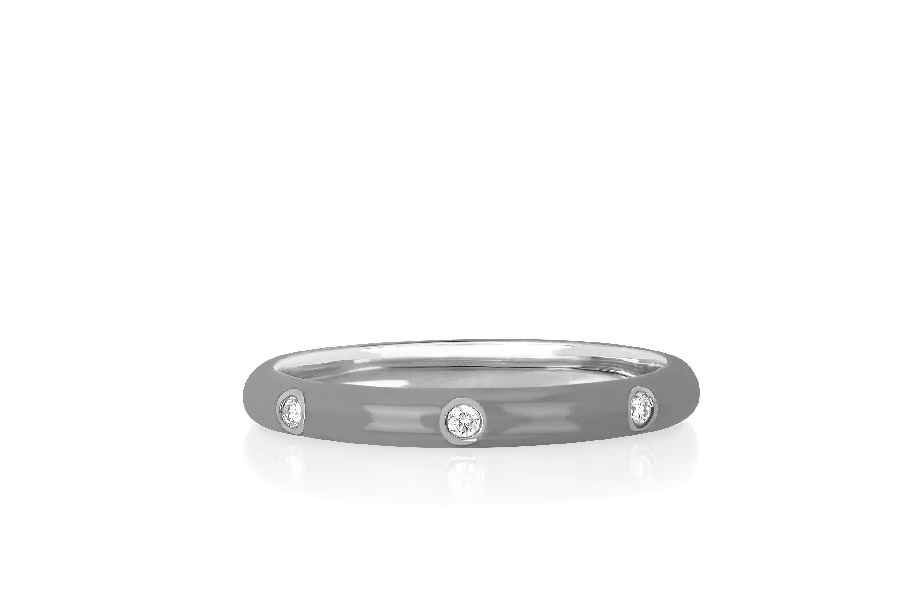 3 Diamond Light Grey Enamel Stack Ring