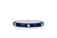3 Diamond Navy Enamel Stack Ring in 14k white gold