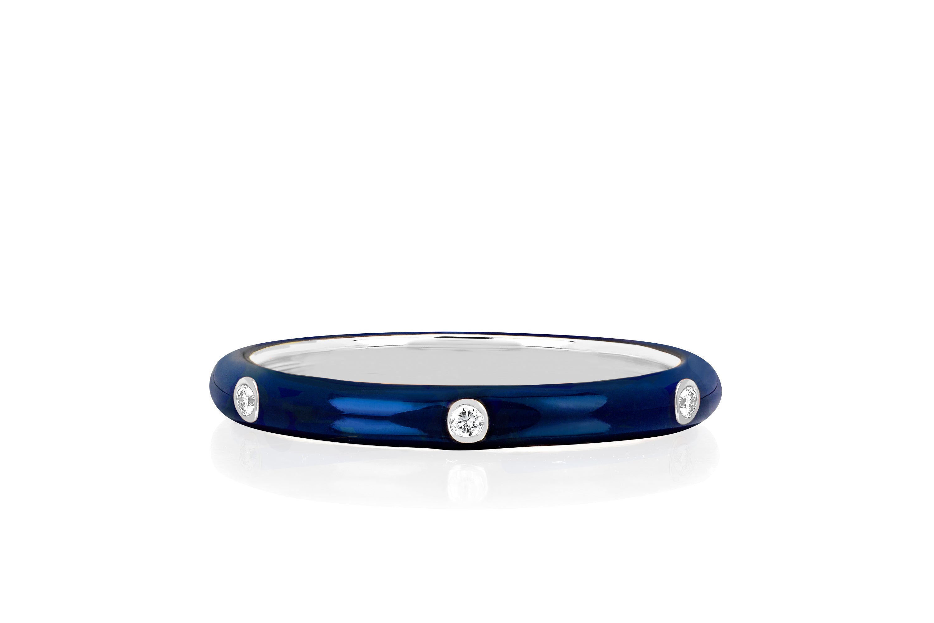 3 Diamond & Navy Enamel Stack Ring — EF Collection®