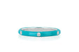 3 Diamond Turquoise Enamel Stack Ring in 14k white gold