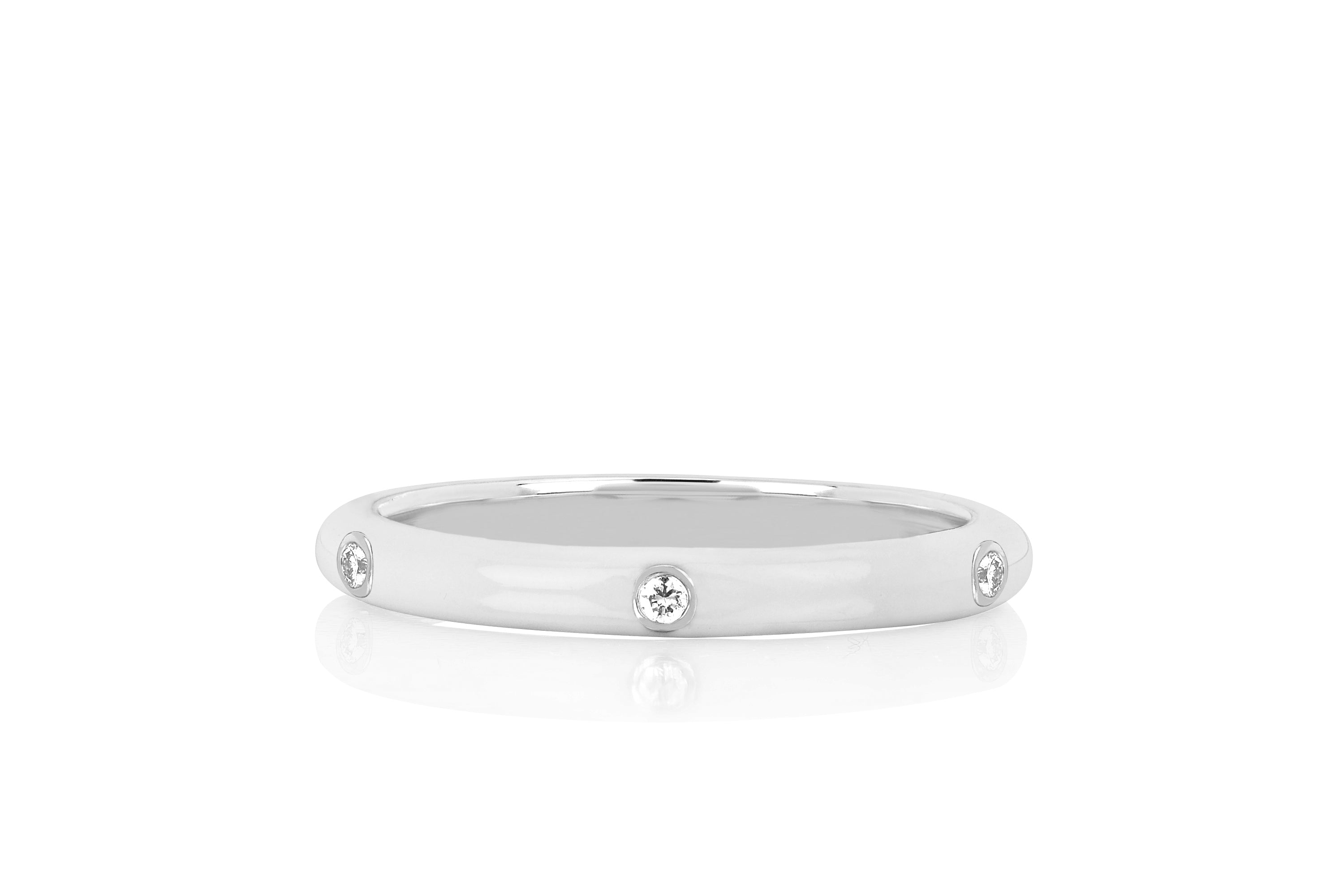 3 Diamond & White Enamel Stack Ring