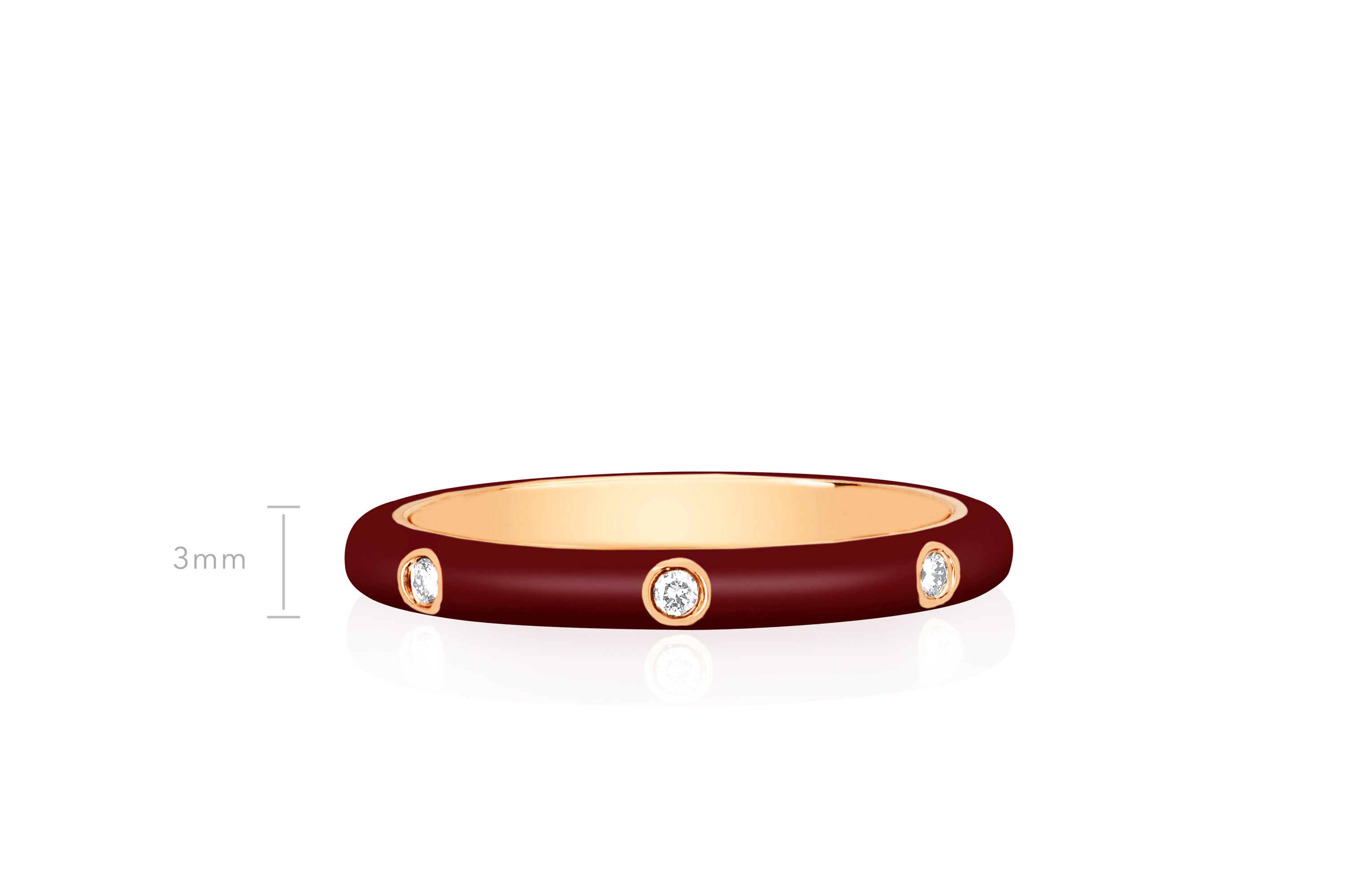 3 Diamond & Wine Enamel Stack Ring