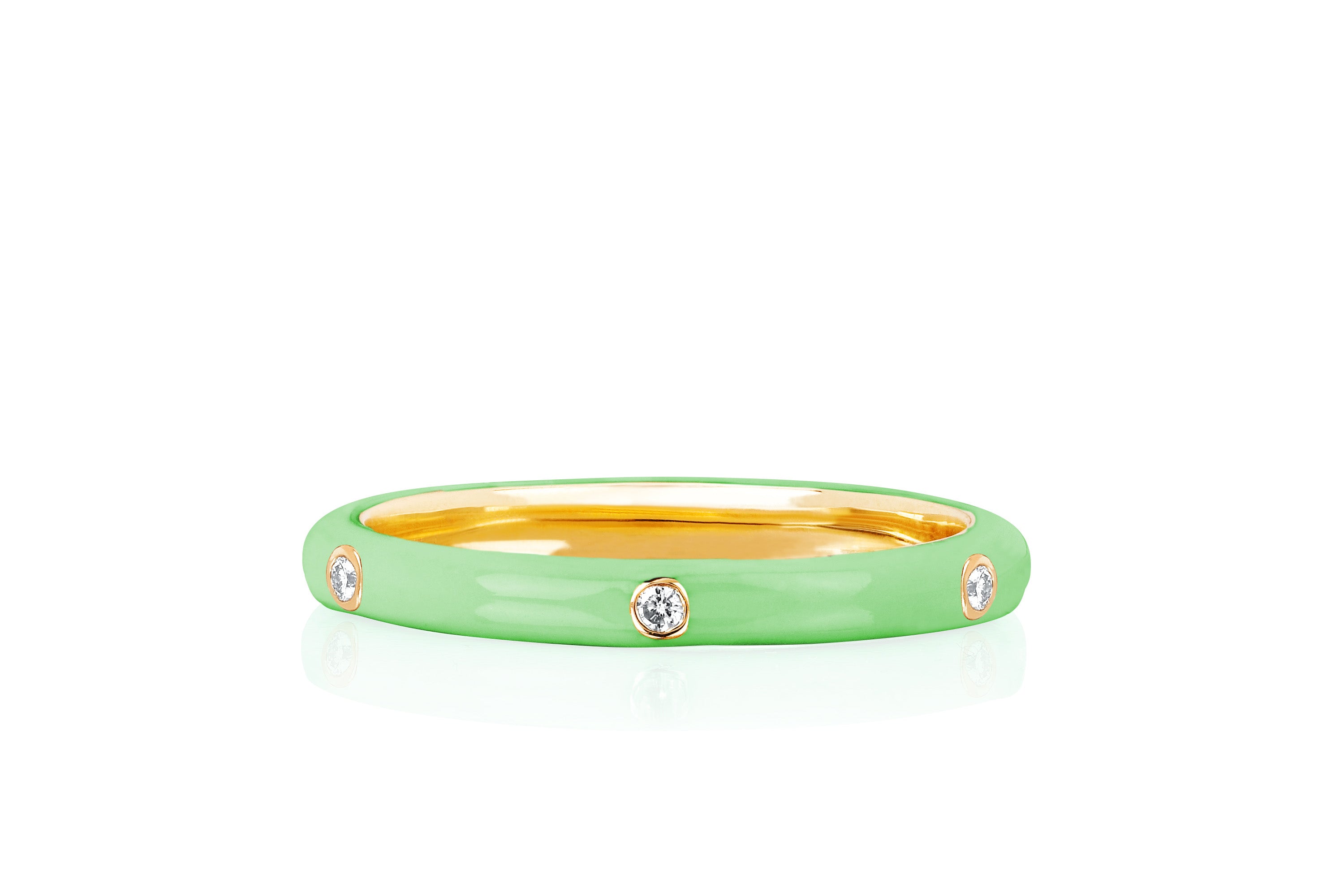 3 Diamond Mint Enamel Stack Ring