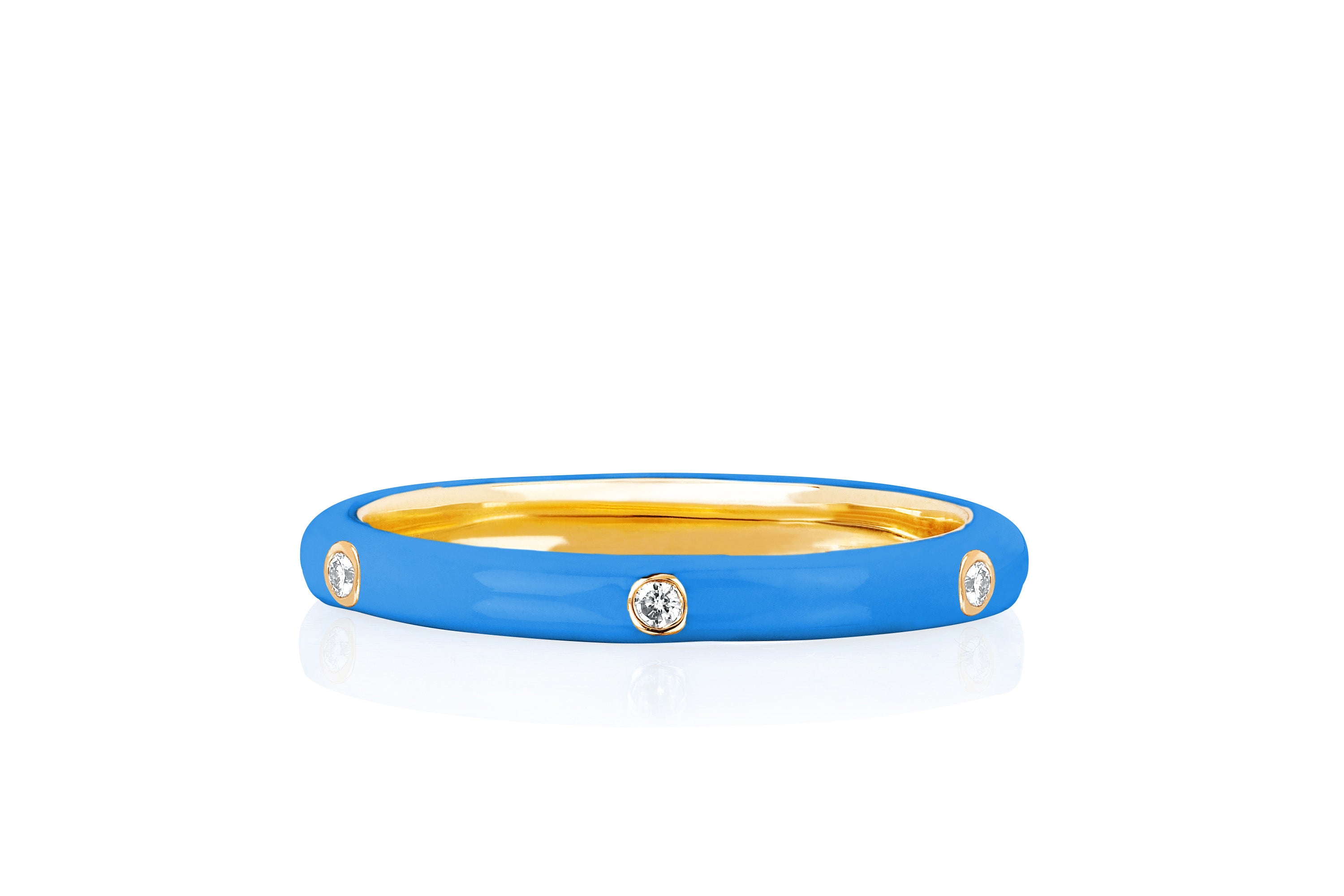 3 Diamond Blue Enamel Stack Ring