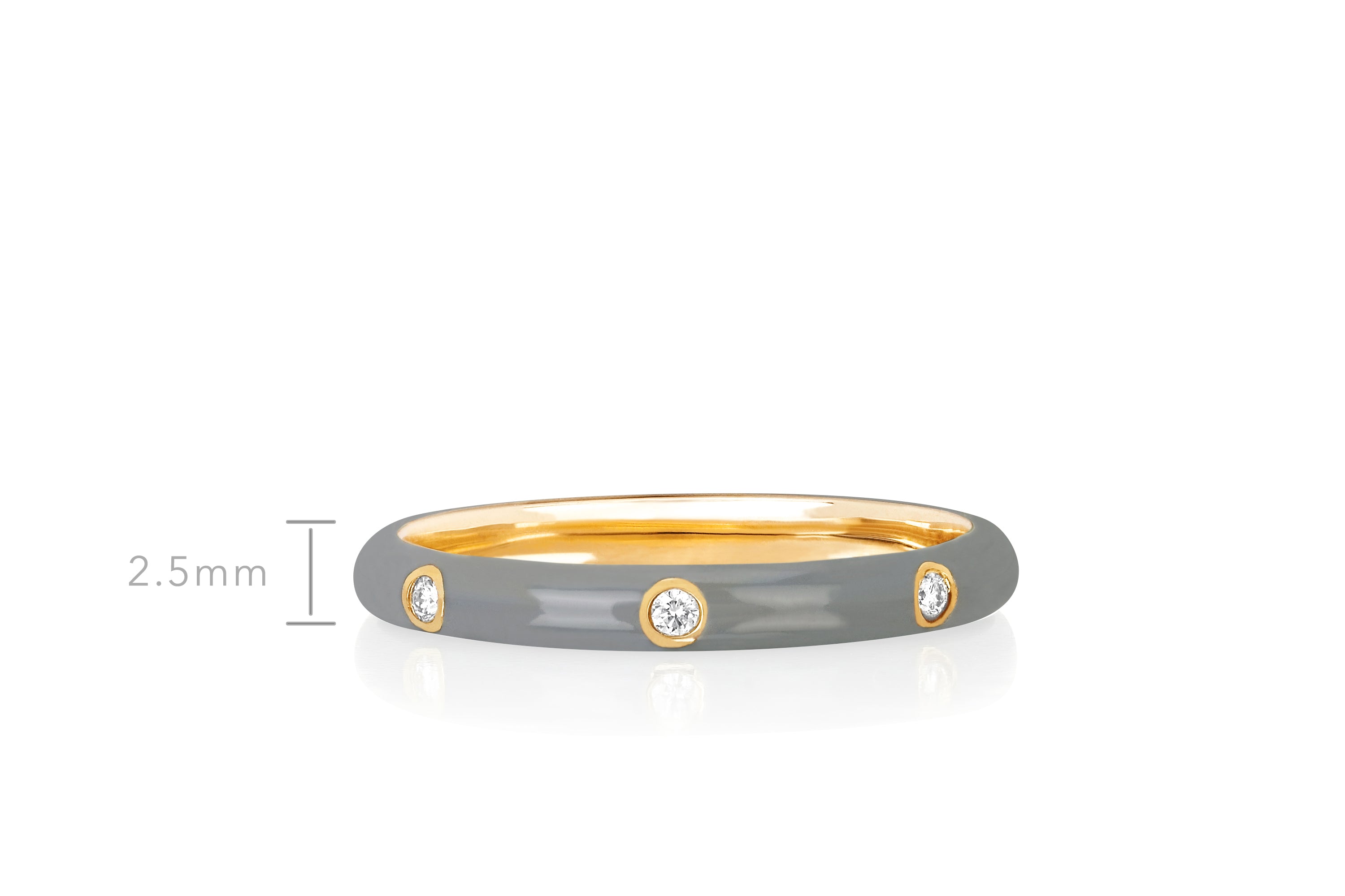 3 Diamond Light Grey Enamel Stack Ring
