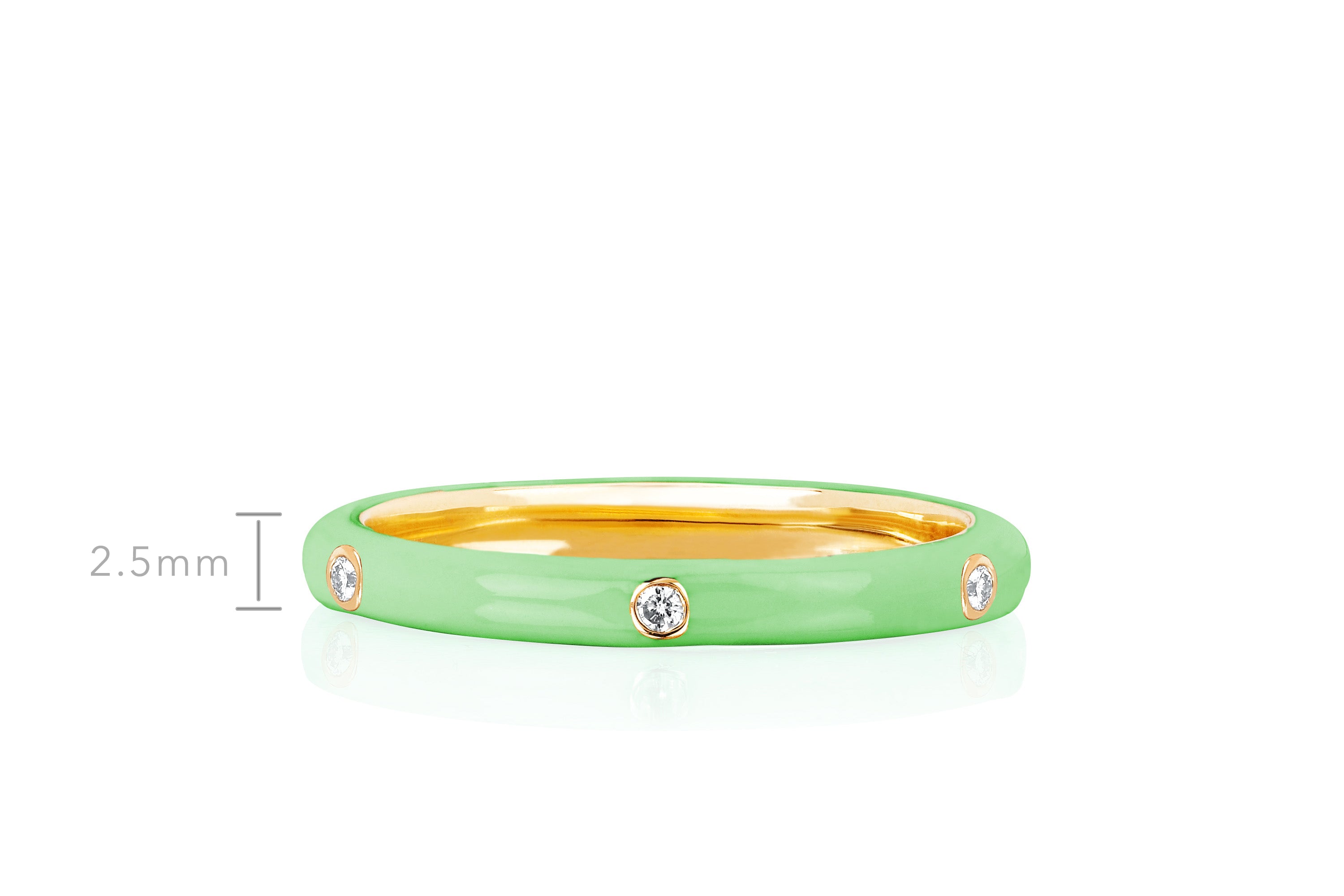 3 Diamond Mint Enamel Stack Ring