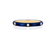3 Diamond Navy Enamel Stack Ring in 14k yellow gold