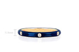3 Diamond Navy Enamel Stack Ring in 14k yellow gold with size measurement of 2.5mm in height