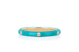 3 Diamond Turquoise Enamel Stack Ring in 14k yellow gold