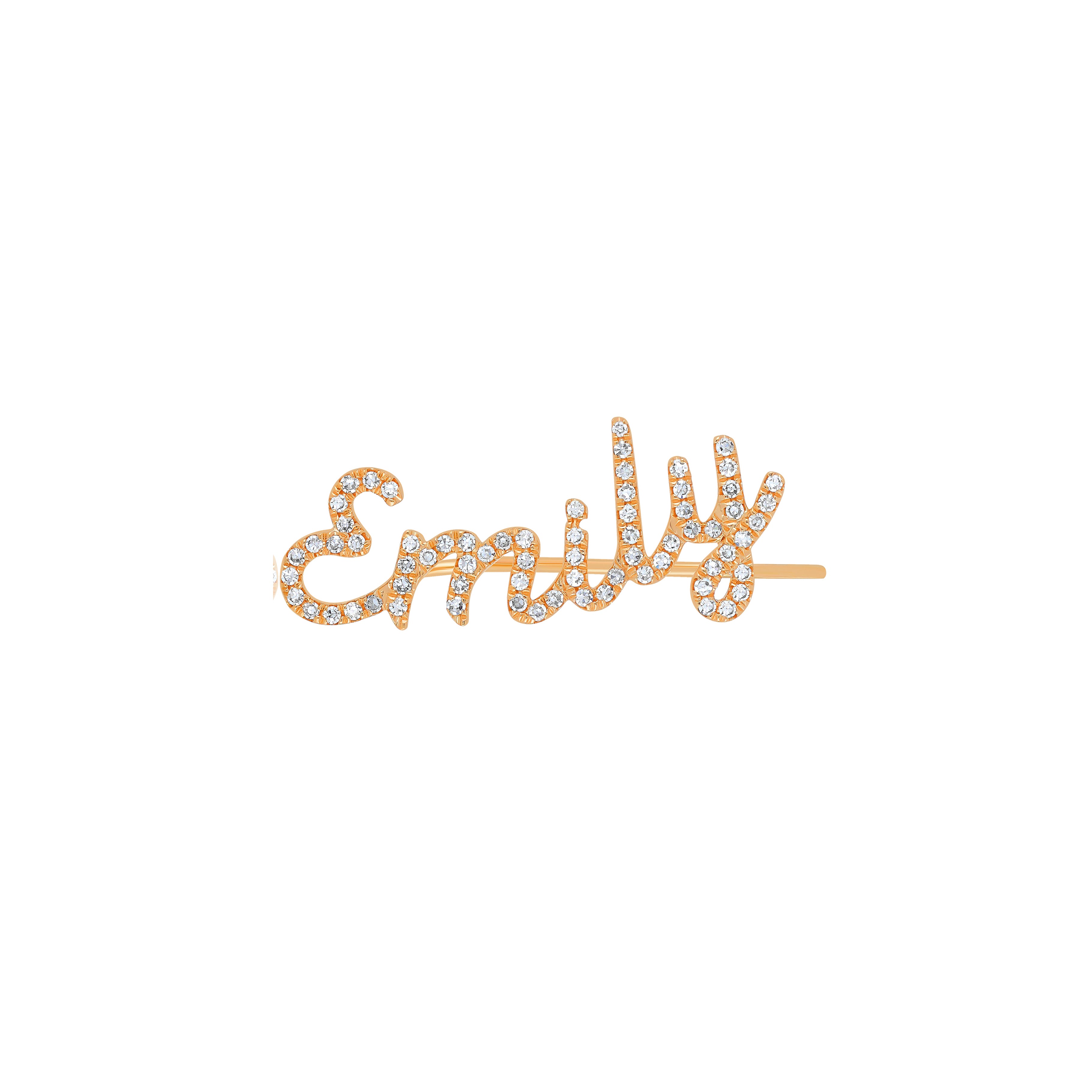 Diamond Script Name Ear Cuff in rose gold