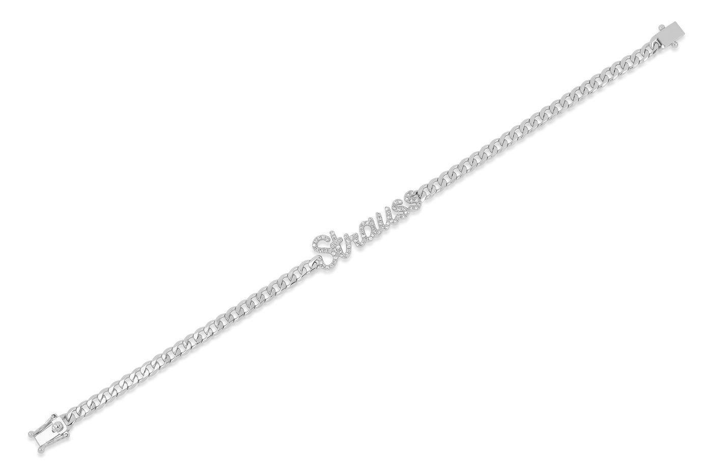 Diamond Script Name Curb Chain Bracelet