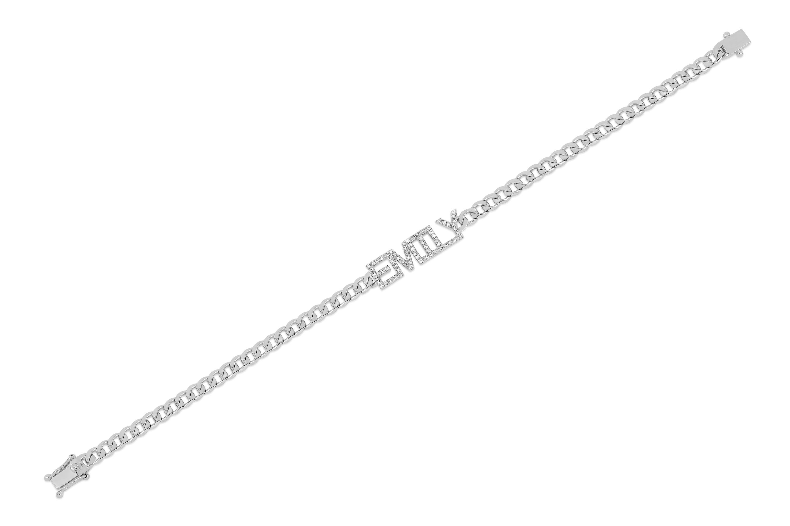 Diamond Name Curb Chain Bracelet