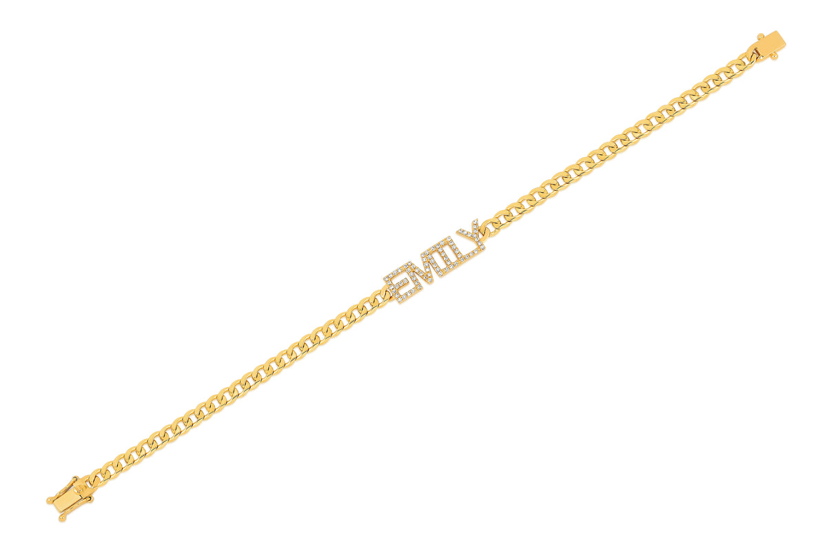 Diamond Name Curb Chain Bracelet
