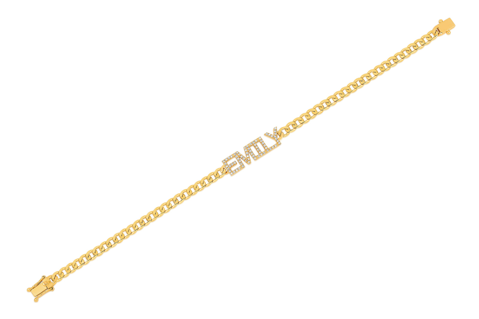 Diamond Name Curb Chain Bracelet