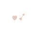 The Love Set in 14k rose gold with 1 heart earring and 1 arrow earring