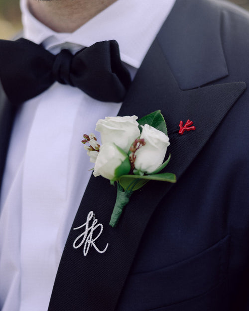 Diamond Initial Lapel Pin Styled in White Gold