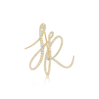 Diamond Initial Lapel Pin in Yellow Gold