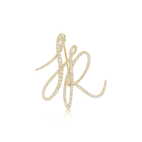 Diamond Initial Lapel Pin in Yellow Gold