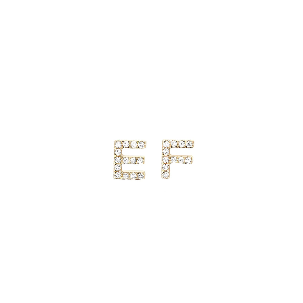 The Initial Set in 14k Yellow Gold with E and F Initial Studs
