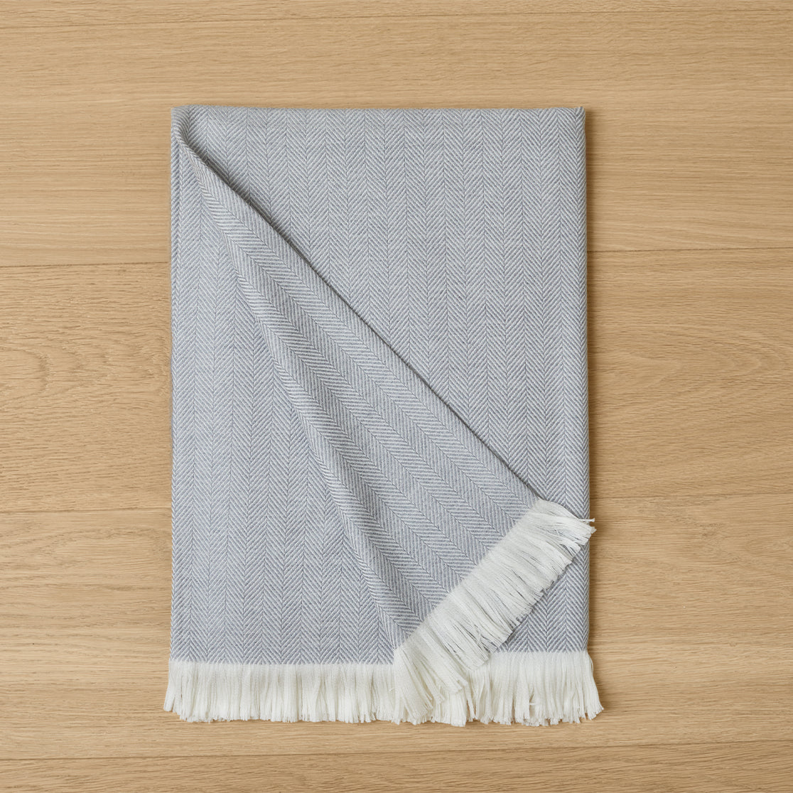 Light Grey Herringbone Throw Blanket — EF Collection®