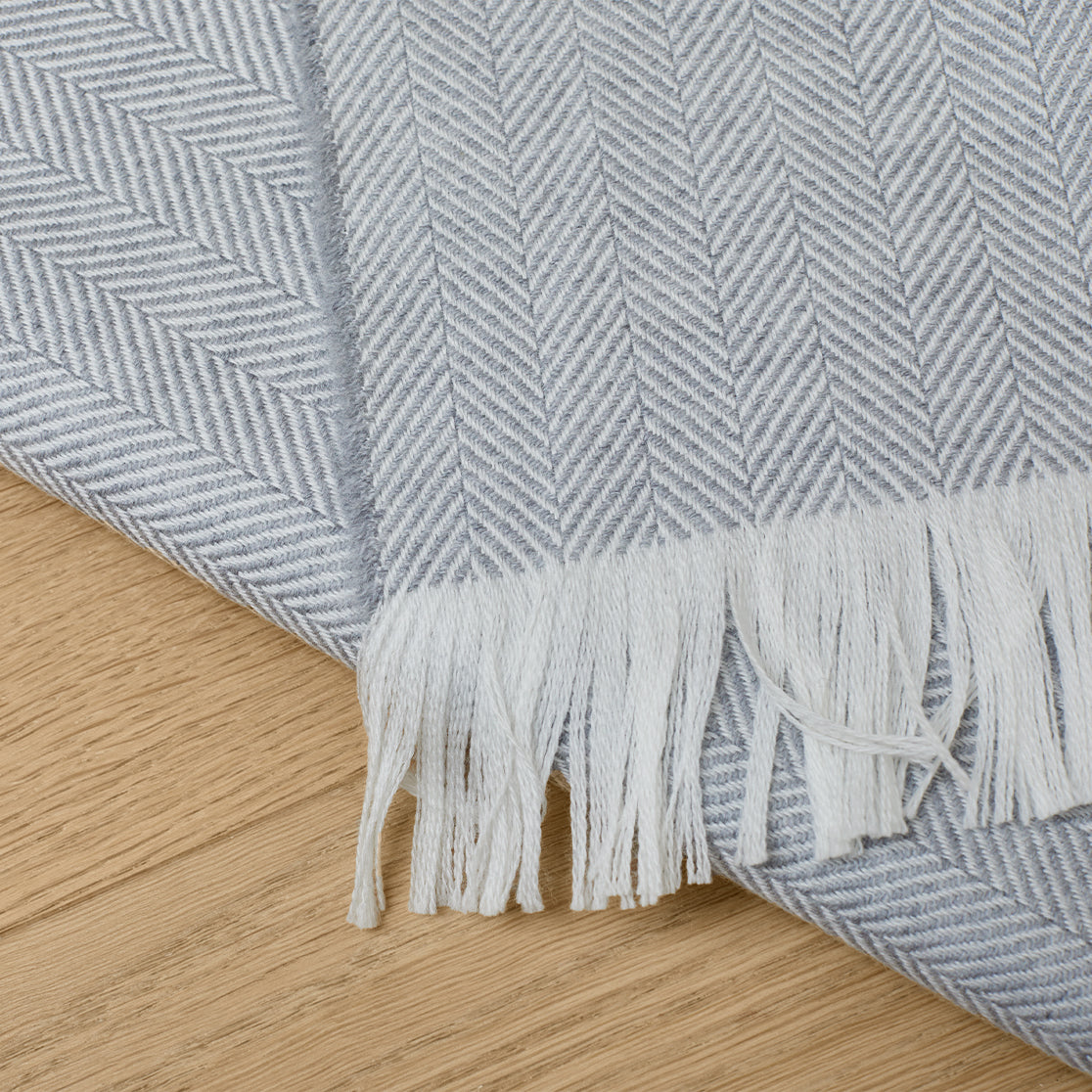 Herringbone Throw Blanket in light grey