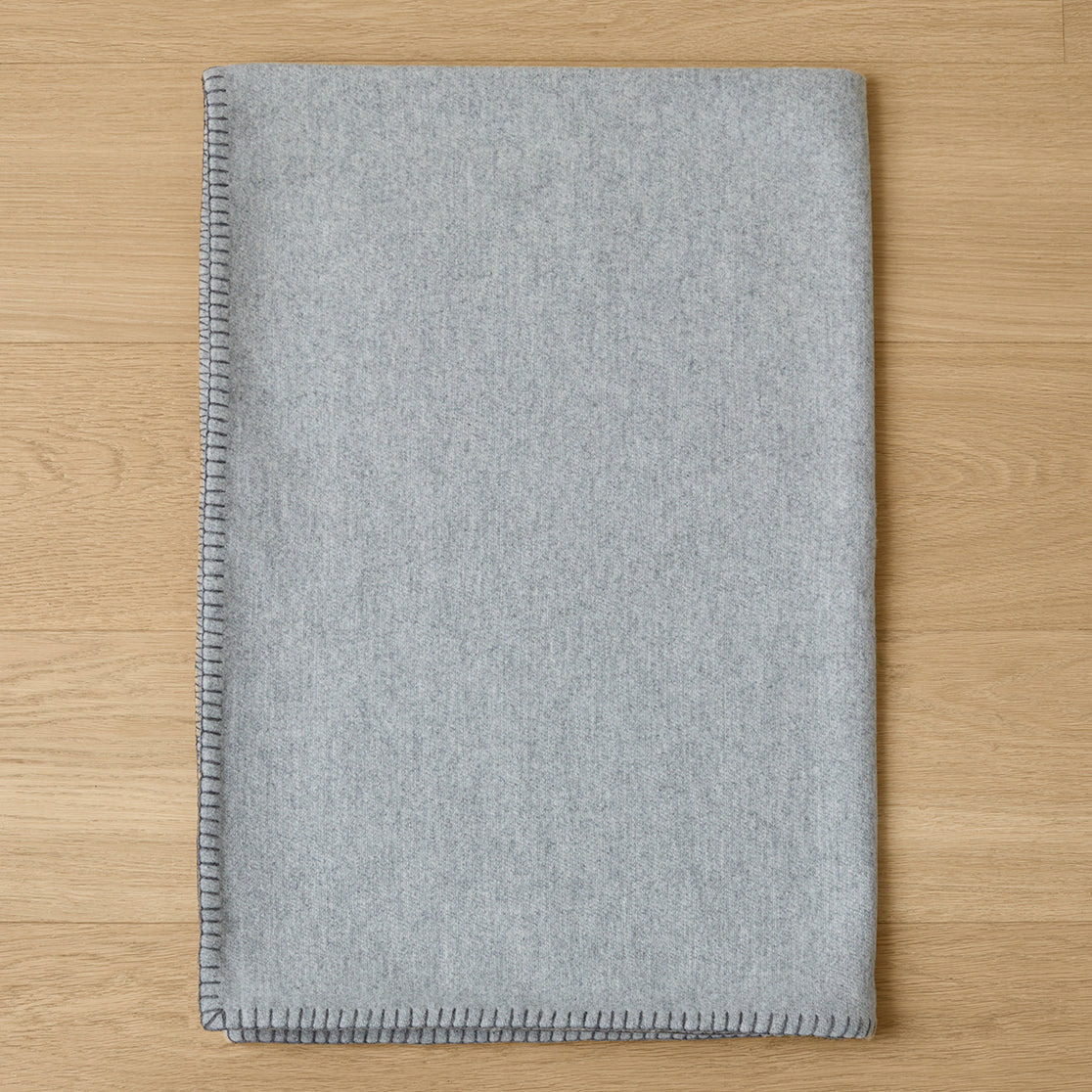 Reversible Stitch Throw Blanket in Light Grey and Slate