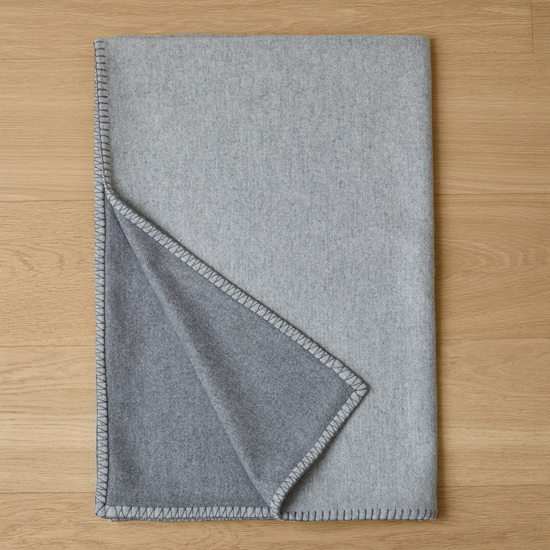 Reversible Stitch Throw Blanket in Light Grey and Slate