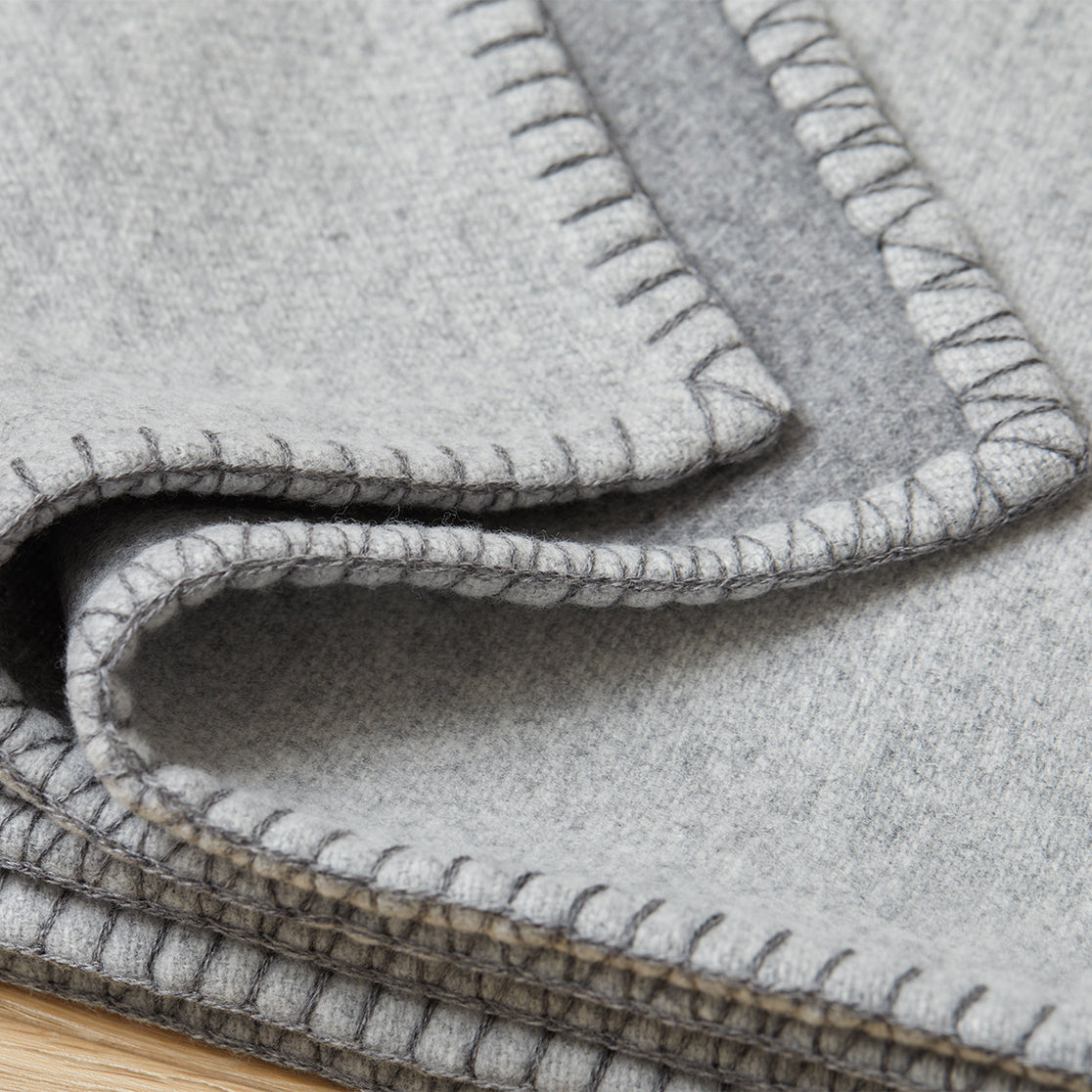 Reversible Stitch Throw Blanket in Light Grey and Slate