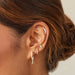 The Marquise Set in 14k Yellow Gold Styled on Ear with Additional Earrings to Show Size Comparision