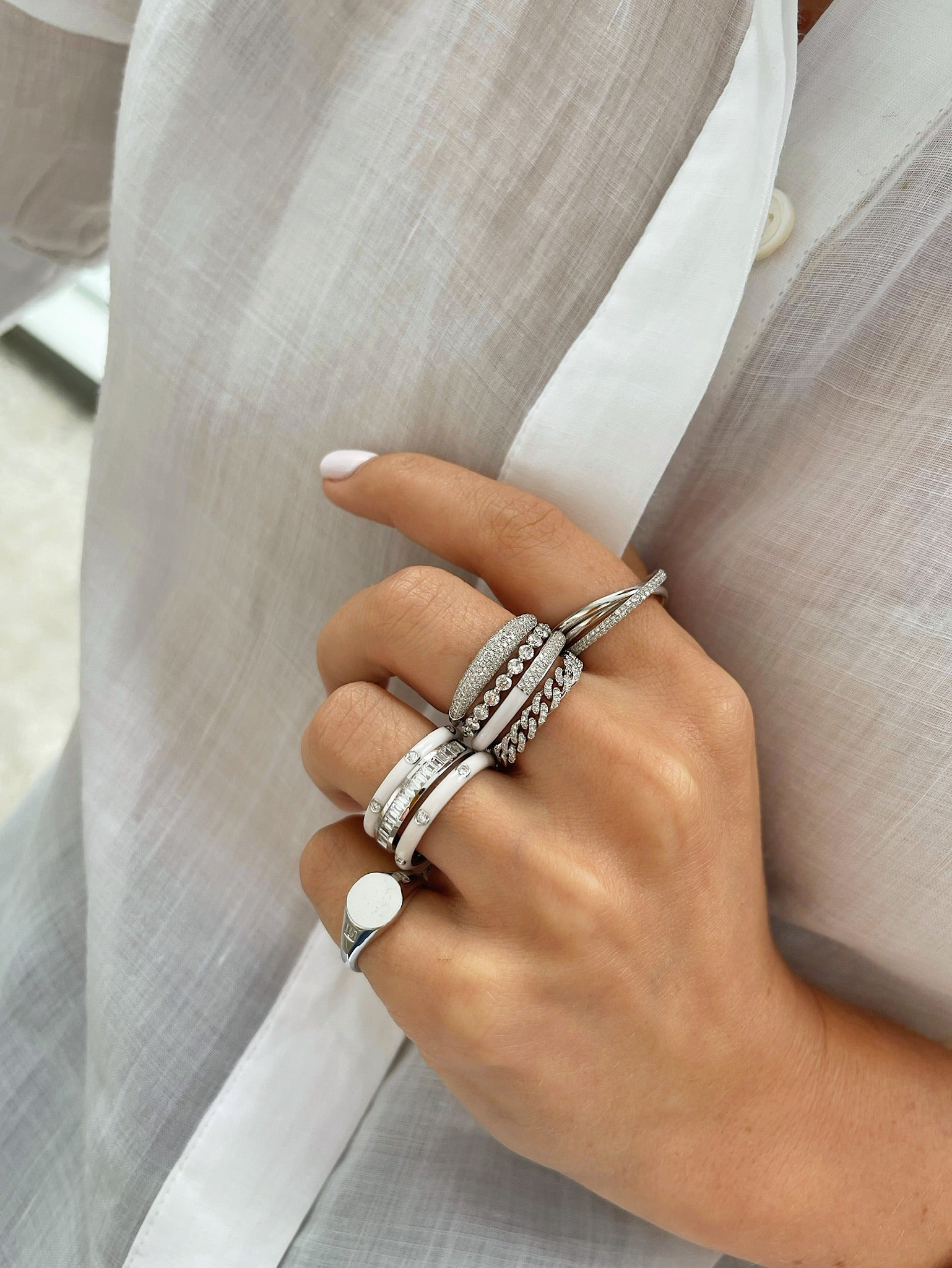 Diamond Channel Set Baguette Eternity Stack Ring