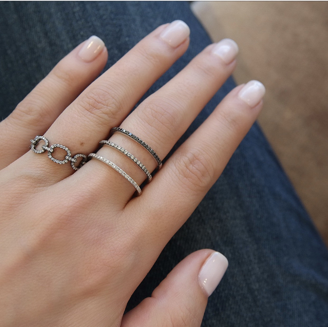 Diamond Chain Link Ring